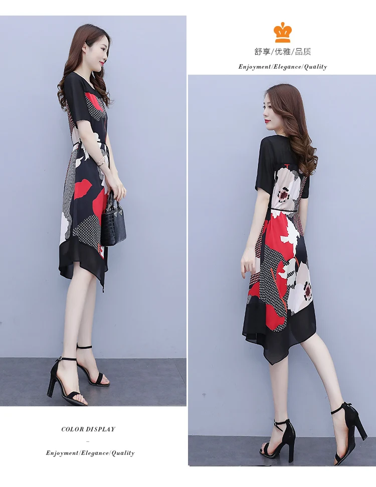 Chiffon Women's Dress Party Girl's Dresses New Korean Fashion Summer O-neck Office Lady Casual A-LINE Print Mid-Calf Houthion
Chiffon Women's Dress Party Girl's Dresses New Korean Fashion Summer O-neck Office Lady Casual A-LINE Print Mid-Calf Houthion