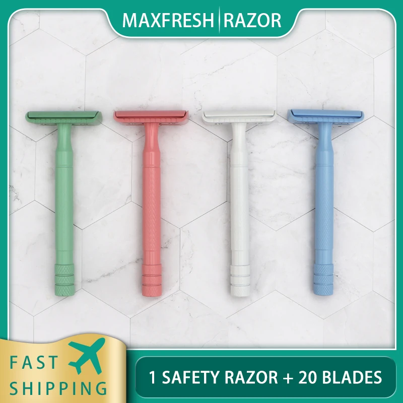MaxFresh Colorful Safety Razor Classic Double Edge Razor Men's Shaver Manual Razor Women Hair Removal with 20 Blades
MaxFresh Colorful Safety Razor Classic Double Edge Razor Men's Shaver Manual Razor Women Hair Removal with 20 Blades
