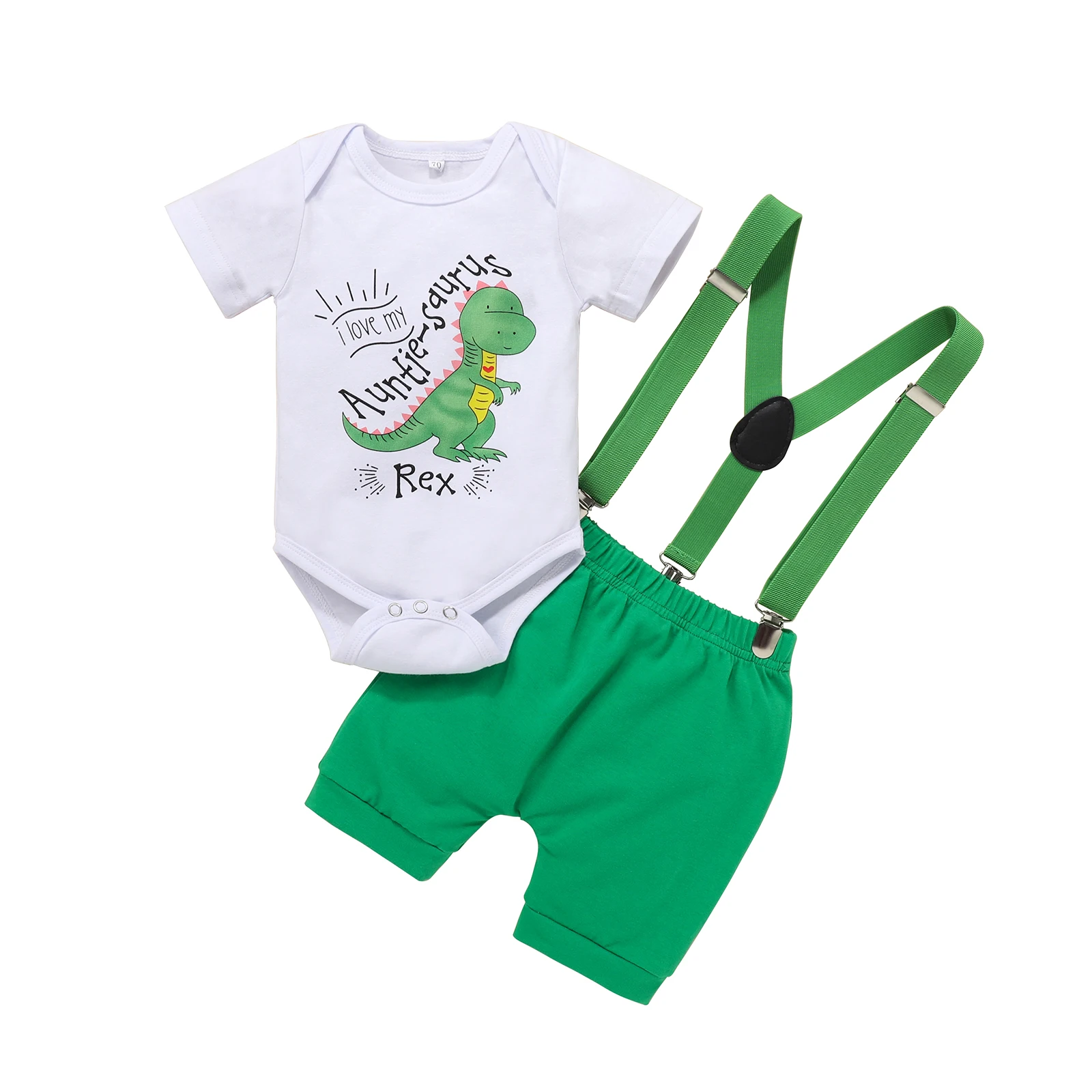 9-18 Months Baby Cartoon Dinosaur Print Romper Tops Suspender Pants, Round Collar Short Sleeves, Detachable Button Unisex Shorts
9-18 Months Baby Cartoon Dinosaur Print Romper Tops Suspender Pants, Round Collar Short Sleeves, Detachable Button Unisex Shorts
