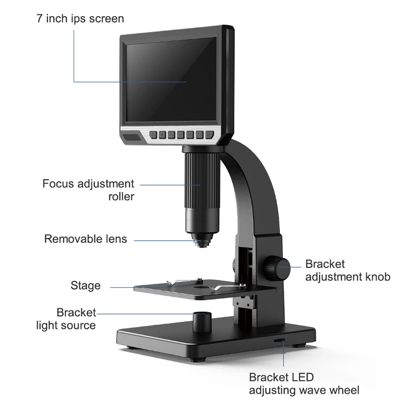 NEW MT315 Dual Lens Digital Microscope 500X/2000X 7-Inch HD IPS Large Screen Multiple Len Observation Support Computer Viewing
NEW MT315 Dual Lens Digital Microscope 500X/2000X 7-Inch HD IPS Large Screen Multiple Len Observation Support Computer Viewing