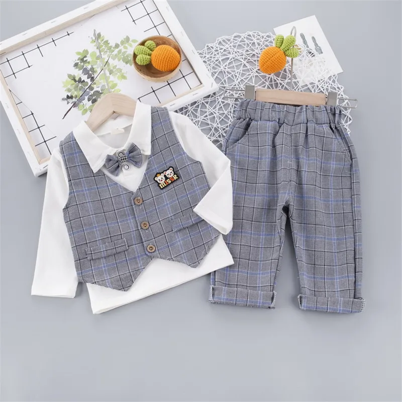 2020 New Children Clothing Spring Autumn Boys Cotton Vest Long-sleeve Shirt Pants 3pcs Infant Gentleman Bow Tie Casual Suits Set
2020 New Children Clothing Spring Autumn Boys Cotton Vest Long-sleeve Shirt Pants 3pcs Infant Gentleman Bow Tie Casual Suits Set