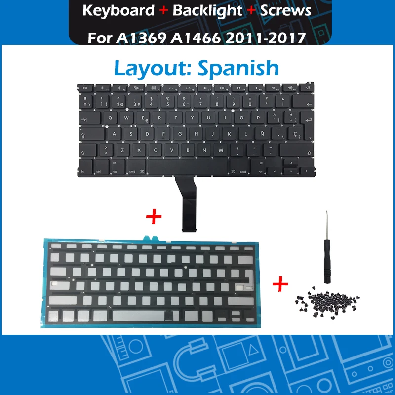 Laptop Spanish A1369 A1466 Teclado español Keyboard Backlight Backlit Screws For Macbook Air 13" A1369 A1466 Keyboards Replace
Laptop Spanish A1369 A1466 Teclado español Keyboard Backlight Backlit Screws For Macbook Air 13" A1369 A1466 Keyboards Replace