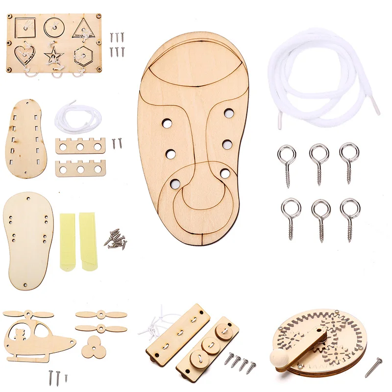 New Busy Board Accessories Wood DIY Toy Montessori Material Early Education Activity Toddler Toys For Children Basic Skills
New Busy Board Accessories Wood DIY Toy Montessori Material Early Education Activity Toddler Toys For Children Basic Skills