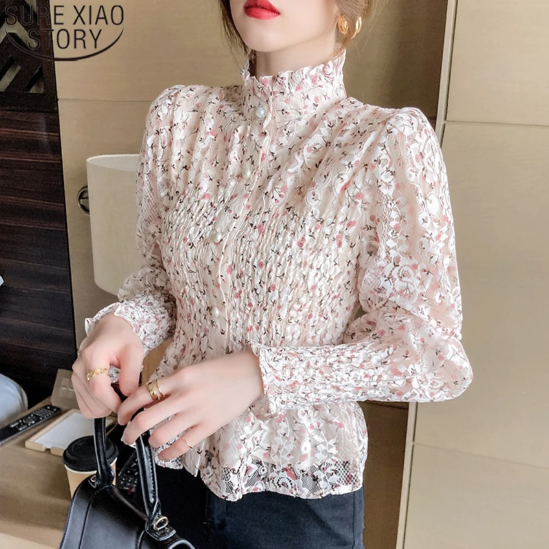 Sweet Lace Blouses Stand Collar 2022 New Floral Print Blouse Women Causal Shirt New Autumn Long Sleeve Cardigan Clothes 16333
Sweet Lace Blouses Stand Collar 2022 New Floral Print Blouse Women Causal Shirt New Autumn Long Sleeve Cardigan Clothes 16333