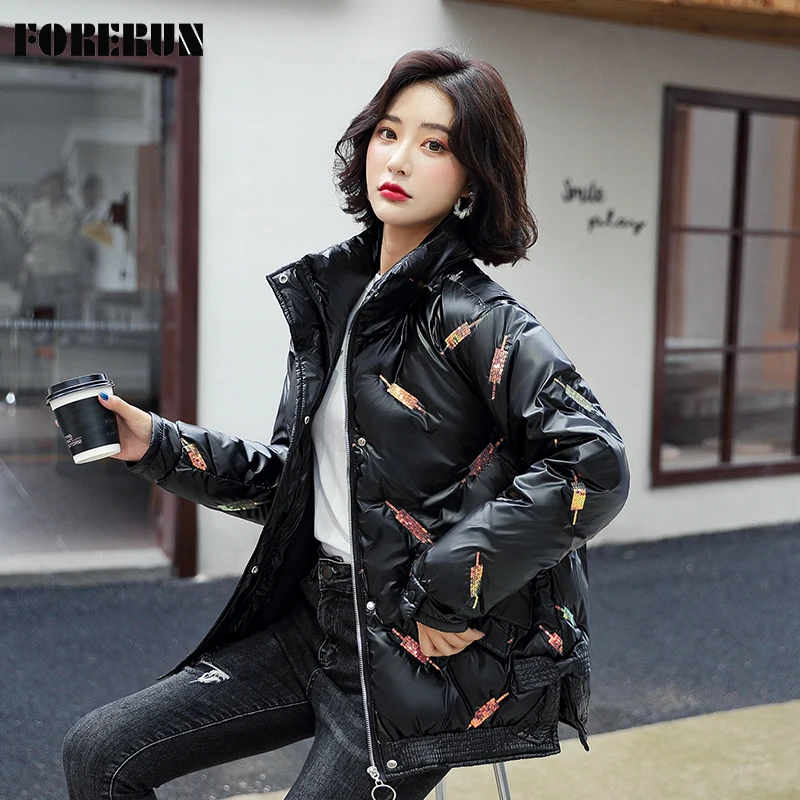 FORERUN Winter Jacket Women Sequin Embroidery Cotton Padding Puffer Jackets Coat Stand Collar Oversized Casaco Feminino Inverno
FORERUN Winter Jacket Women Sequin Embroidery Cotton Padding Puffer Jackets Coat Stand Collar Oversized Casaco Feminino Inverno