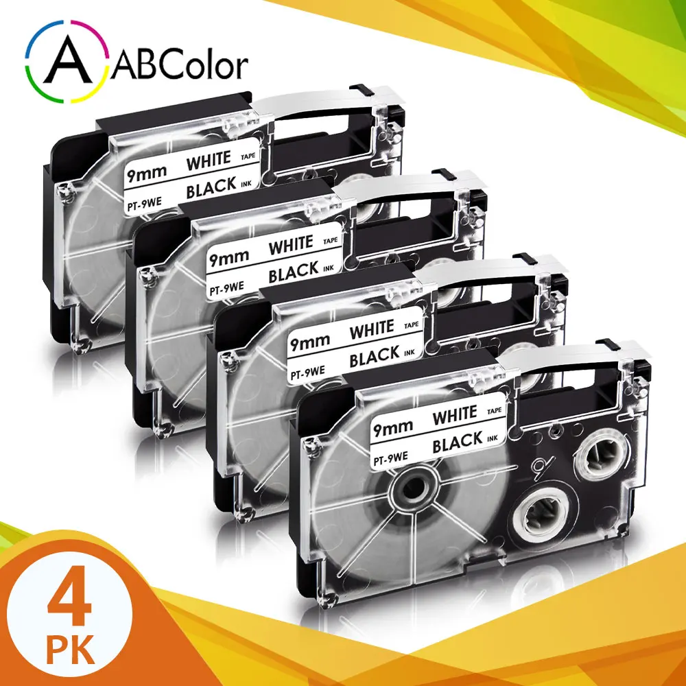 4PK XR-9WE Label Tape Black on White XR-9W Labels 9mm XR-9WE Tape Cartridges High Adhension Printer Ribbon for CASIO Label Maker
4PK XR-9WE Label Tape Black on White XR-9W Labels 9mm XR-9WE Tape Cartridges High Adhension Printer Ribbon for CASIO Label Maker