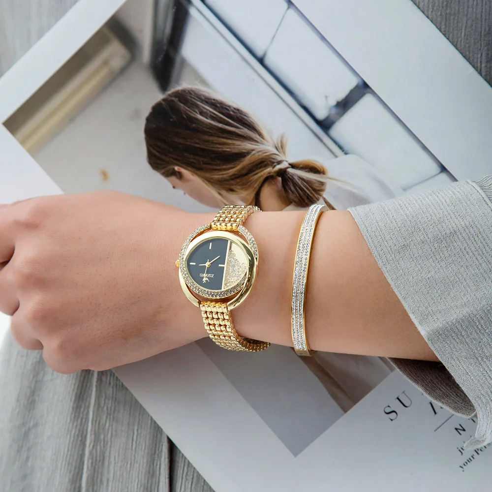 Женские Модные овальные темпераментные часы с бриллиантами роскошный титановый
