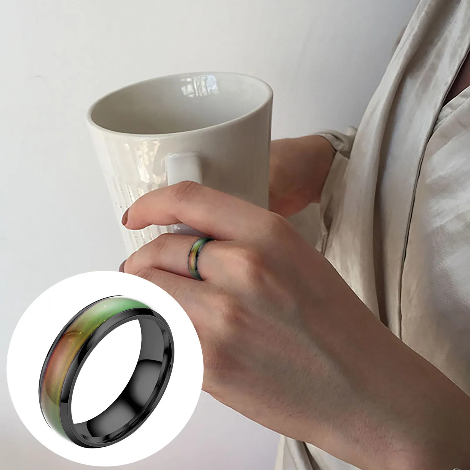 Stainless steel ring change color mood rings emotional temperature fashion temperature sensitive glazed seven-color ring lamp
Stainless steel ring change color mood rings emotional temperature fashion temperature sensitive glazed seven-color ring lamp