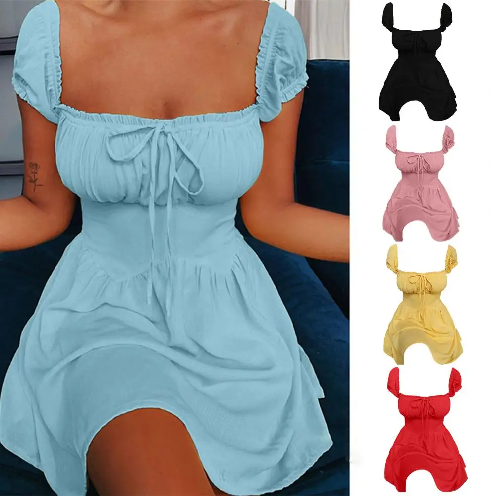 Summer Dress Solid Color Square Neck Women Gathered Bust Fitted Skirt for Daily Wear
Summer Dress Solid Color Square Neck Women Gathered Bust Fitted Skirt for Daily Wear