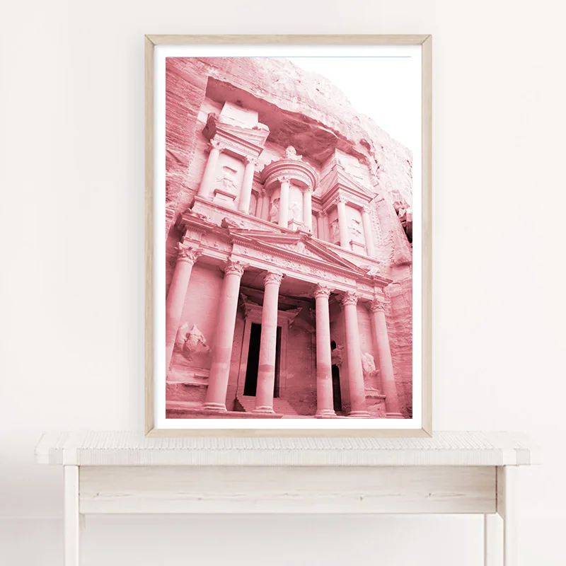 Pink Old Door Architecture Vintage Poster Building Travel Landscape Print Nordic Canvas Painting Wall Art Picture Home Decor | Дом и сад