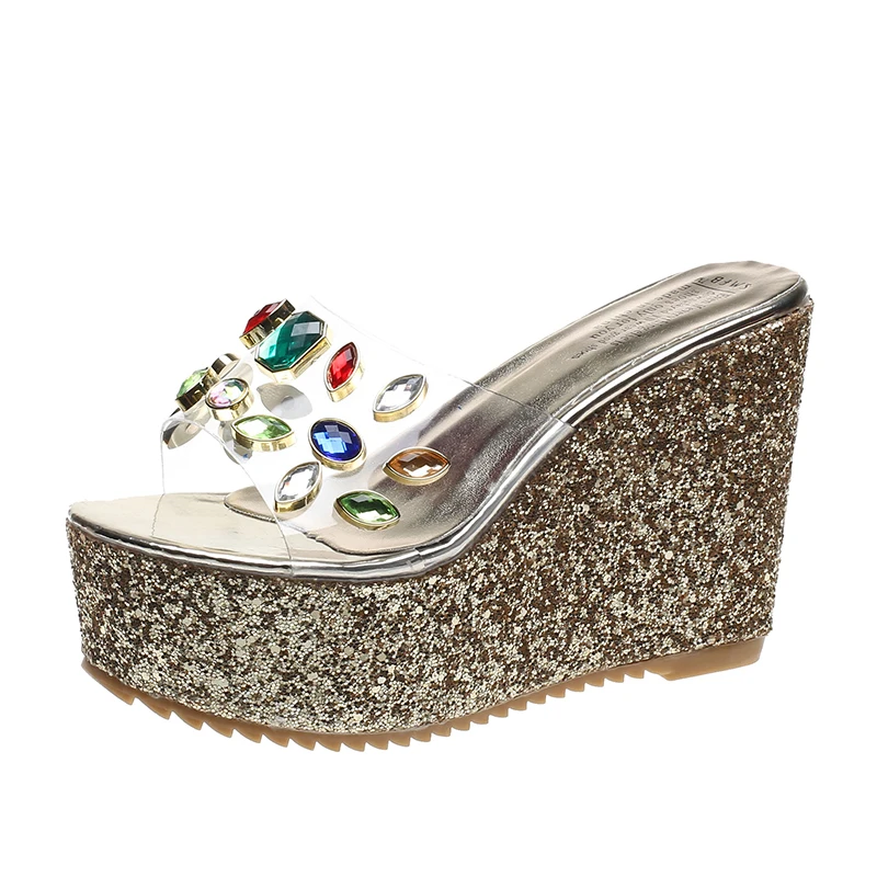 Transparent Slippers Fashion Thick-Soled Sponge Cake Flip Flops Color Rhinestone Slope Heel Summer New Height Heel Sandals
Transparent Slippers Fashion Thick-Soled Sponge Cake Flip Flops Color Rhinestone Slope Heel Summer New Height Heel Sandals