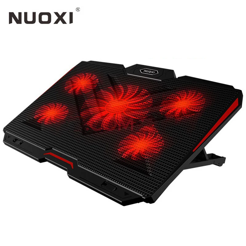Новый Кулер для ноутбука NUOXI с 2 USB-портами и пятью вентиляторами охлаждающая