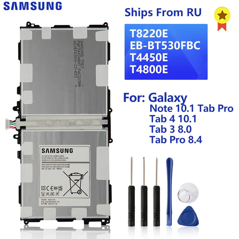 SAMSUNG Original Battery T8220E For Samsung Galaxy Note 10.1 Tab Pro P600 SM-T520 Tab 4 10.1 T530 Tab 3 8.0 T310 Tab Pro SM-T320
SAMSUNG Original Battery T8220E For Samsung Galaxy Note 10.1 Tab Pro P600 SM-T520 Tab 4 10.1 T530 Tab 3 8.0 T310 Tab Pro SM-T320