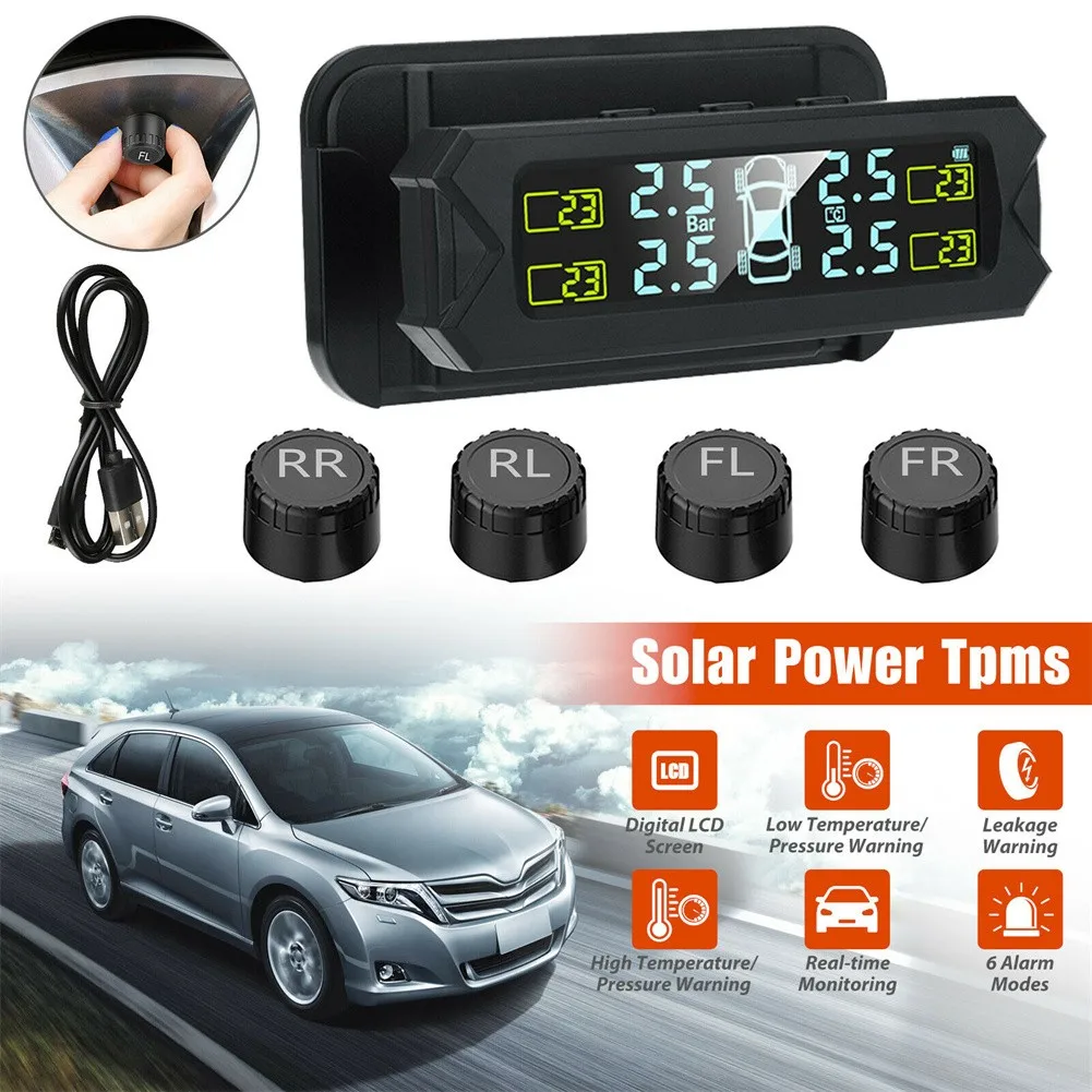 Solar USB TPMS Car Solar Wireless Tire Pressure LCD Monitoring System 4 Sensors Car Accessories Tire Pressure Monitoring System
Solar USB TPMS Car Solar Wireless Tire Pressure LCD Monitoring System 4 Sensors Car Accessories Tire Pressure Monitoring System