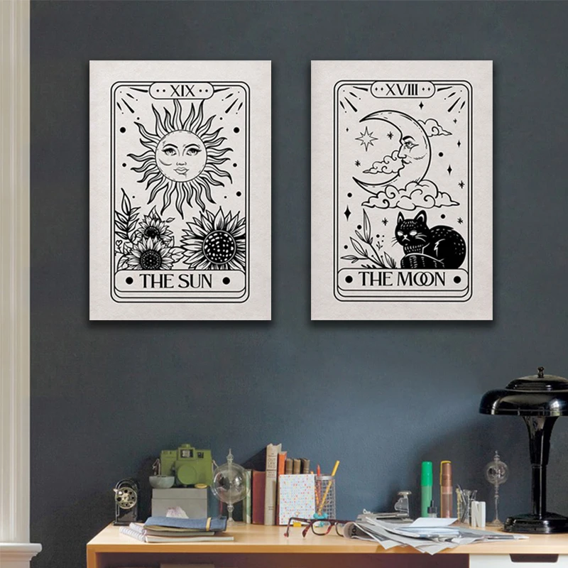 The Sun Moon Tarot Astrology Poster Boho Art Print Neutral Canvas Painting Modern Celestial Wall Picture For Bedroom Home Decor 
The Sun Moon Tarot Astrology Poster Boho Art Print Neutral Canvas Painting Modern Celestial Wall Picture For Bedroom Home Decor