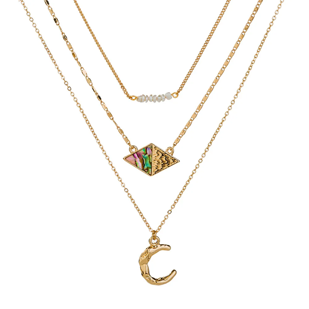 TIMEONLY Temperament 3 Layer Abalone A B Color Metal Pendant Necklaces Simulated Pearls Arc Shape Necklace Jewellery for Women
TIMEONLY Temperament 3 Layer Abalone A B Color Metal Pendant Necklaces Simulated Pearls Arc Shape Necklace Jewellery for Women