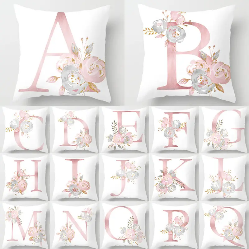 26 Letters Pink Floral Decorative Cushions Pillowcase Polyester Pillow Cushion Cover Throw Car Sofa Seat Decoration Pillowcover
26 Letters Pink Floral Decorative Cushions Pillowcase Polyester Pillow Cushion Cover Throw Car Sofa Seat Decoration Pillowcover