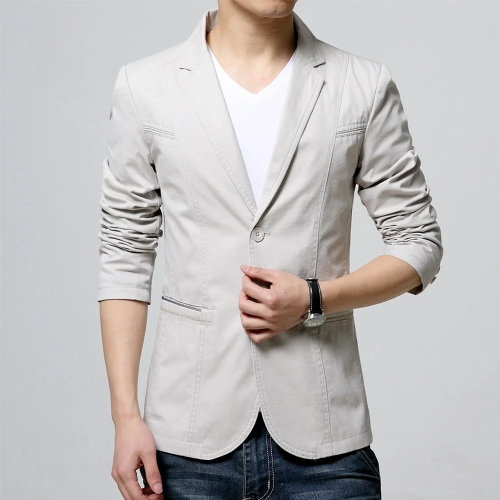 Men's Blazer Casual Suit Jacket Mens Spring and Autumn Coat Single Breasted Blazer Men Cotton Suit Men Outwear Jacket Thin Slim
Men's Blazer Casual Suit Jacket Mens Spring and Autumn Coat Single Breasted Blazer Men Cotton Suit Men Outwear Jacket Thin Slim