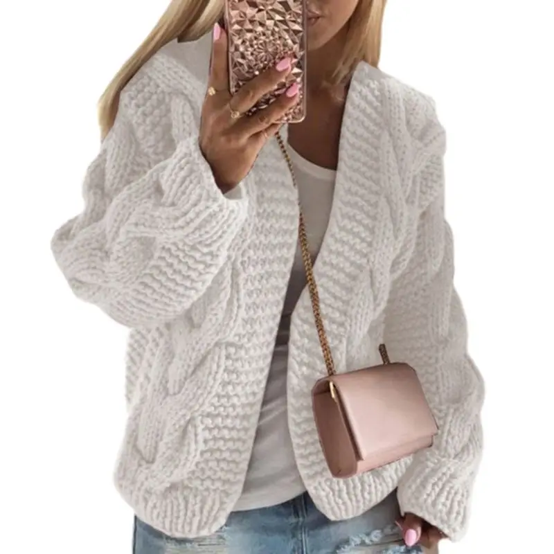 Women Long Sleeve Open Front Caridgan Braided Chunky Knit Short Sweater Outwear A0NF
Women Long Sleeve Open Front Caridgan Braided Chunky Knit Short Sweater Outwear A0NF