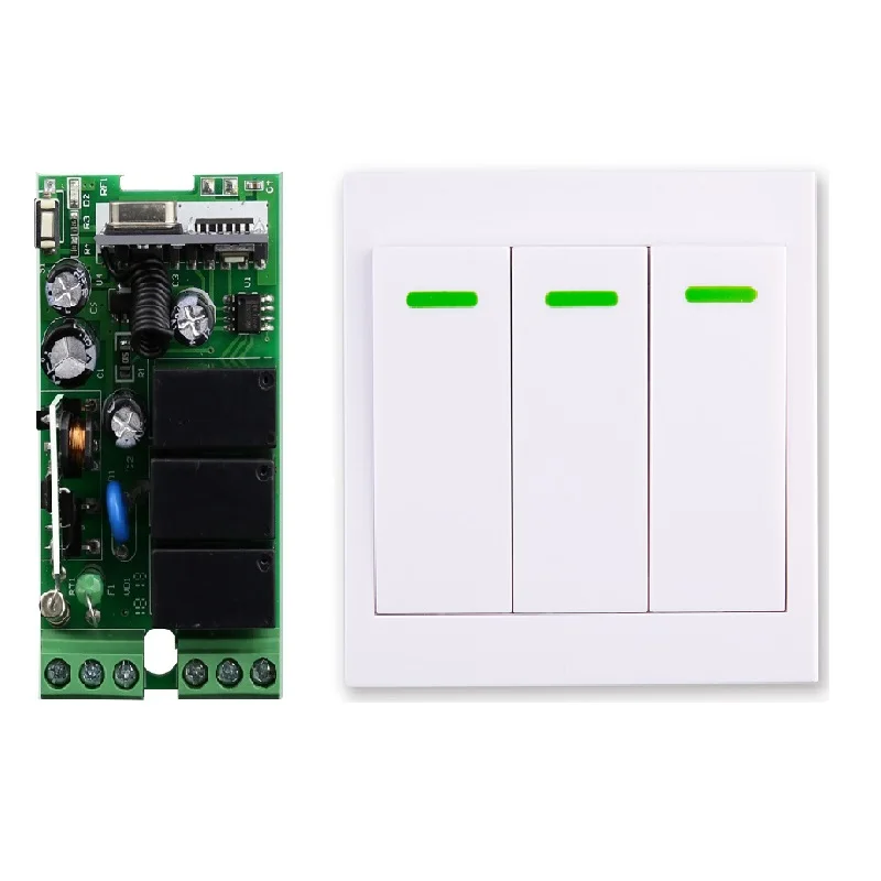 AC 110V 220V 3CH Universal Wireless Remote RF Relay + Wall Switch Transmitter Garage/LED/Light/Fan/Home Appliance Control
AC 110V 220V 3CH Universal Wireless Remote RF Relay + Wall Switch Transmitter Garage/LED/Light/Fan/Home Appliance Control