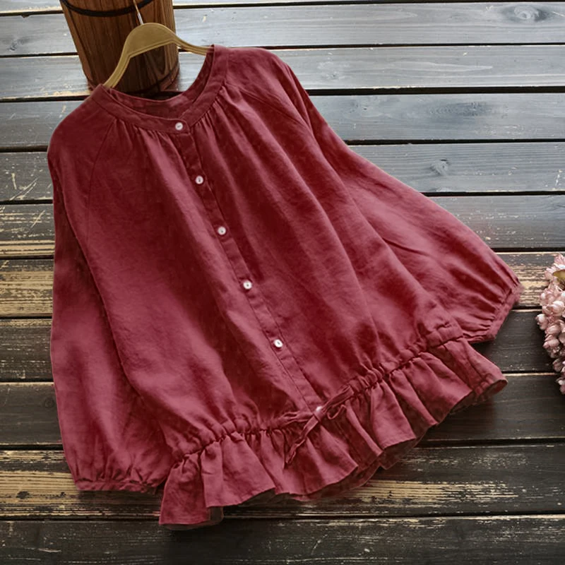 2021 Solid Tops Womens Cotton Linen Blouse Fashion Long Sleeve Shirts Button Down Blusas Female V Neck Drawstring Ruffled Tunic 
2021 Solid Tops Womens Cotton Linen Blouse Fashion Long Sleeve Shirts Button Down Blusas Female V Neck Drawstring Ruffled Tunic