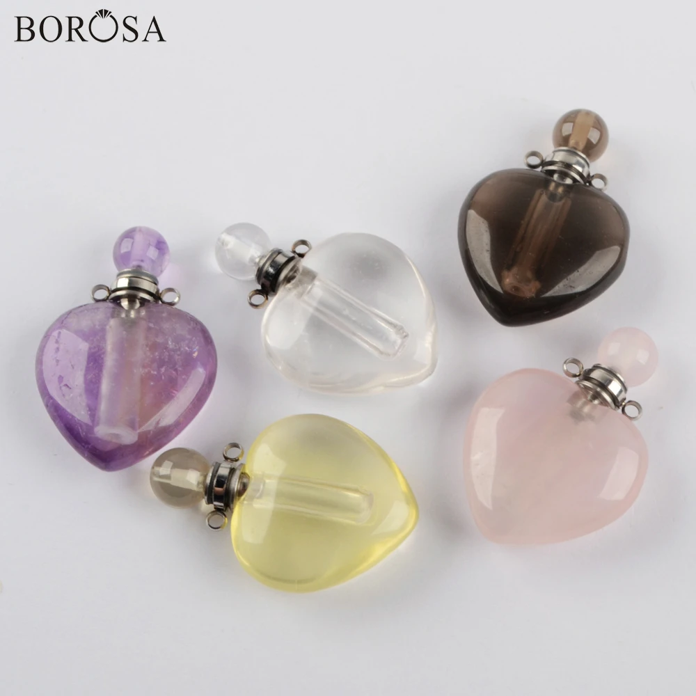 BOROSA Natural Amethysts Pendant Heart Shape Perfume Bottle Connector Hot Essential Oil Diffuser for Women Necklace WX1328
BOROSA Natural Amethysts Pendant Heart Shape Perfume Bottle Connector Hot Essential Oil Diffuser for Women Necklace WX1328