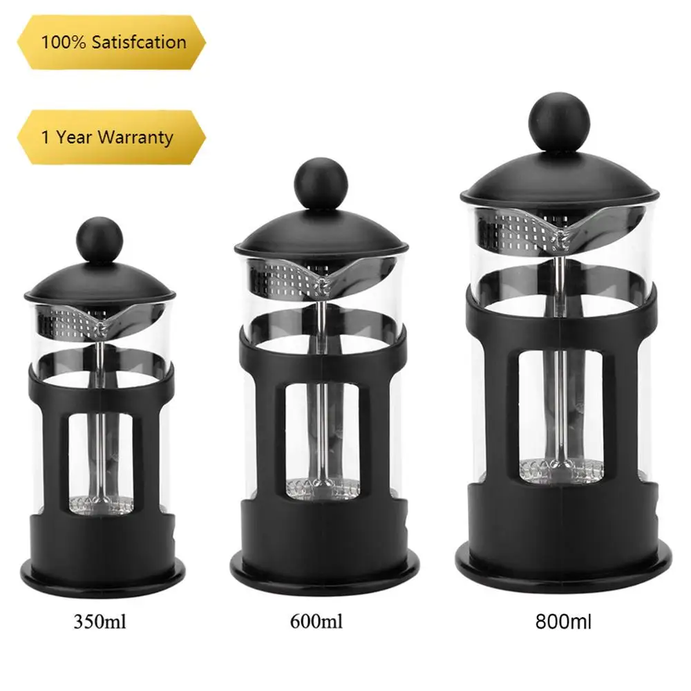 350/600/1000ml French Press Coffee/Tea Brewer Coffee Pot Coffee Maker Kettle Stainless Steel Glass Thermos For Coffee Drinkware
350/600/1000ml French Press Coffee/Tea Brewer Coffee Pot Coffee Maker Kettle Stainless Steel Glass Thermos For Coffee Drinkware