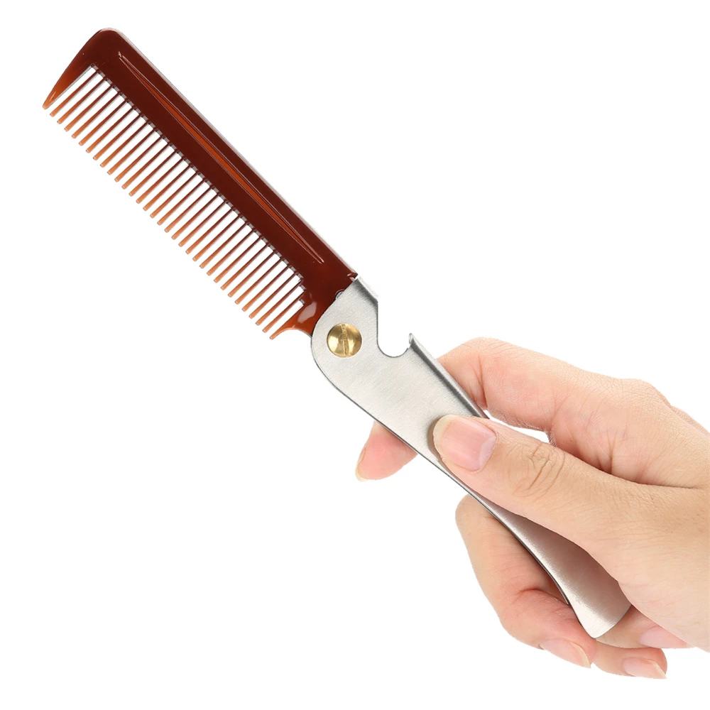 Folding Pocket Comb Knife Shape PC Teeth Detangling Hair Beard Comb Metal Handle Foldable Brush Men Facial Mustache Comb
Folding Pocket Comb Knife Shape PC Teeth Detangling Hair Beard Comb Metal Handle Foldable Brush Men Facial Mustache Comb
