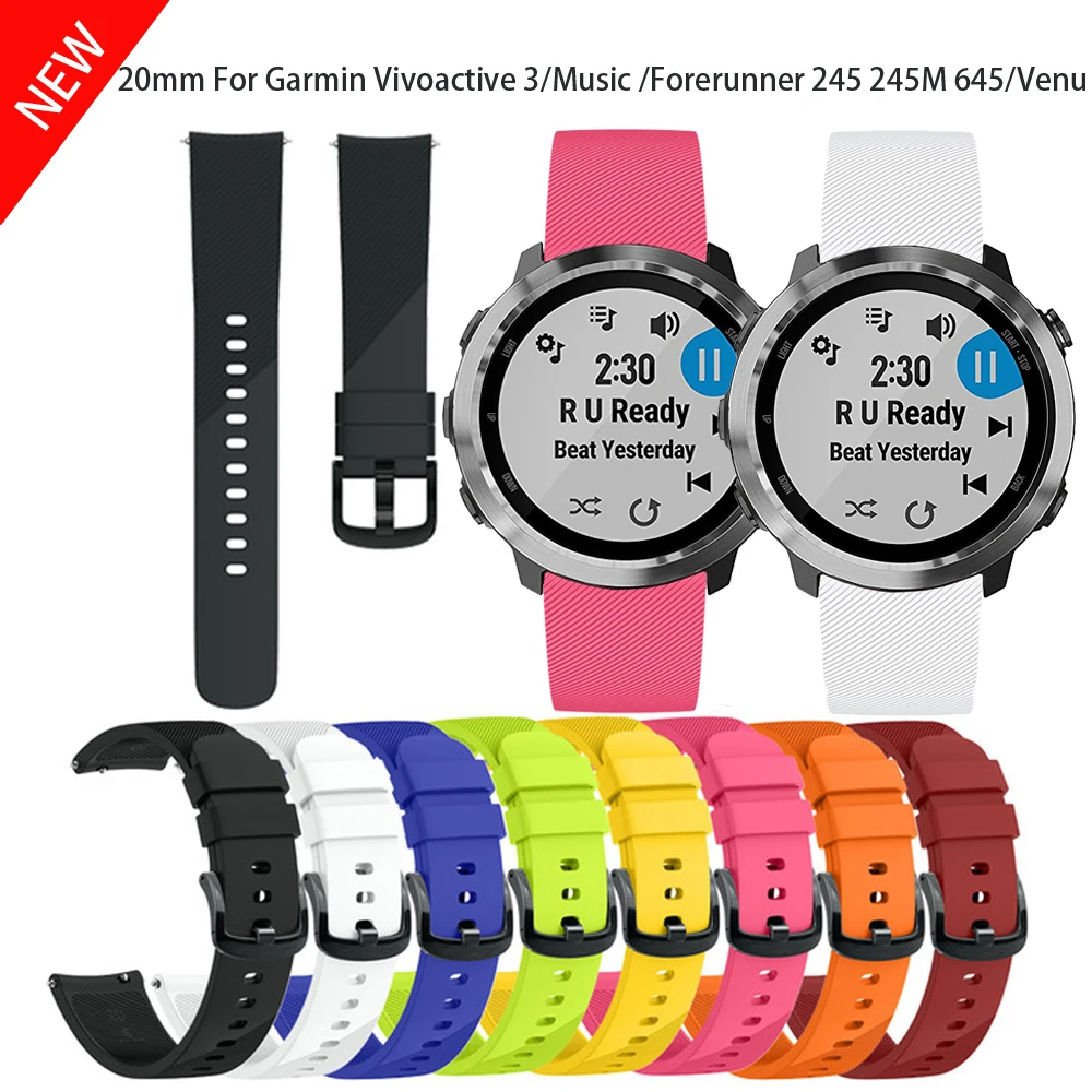 Силиконовый ремешок 20 мм для смарт-часов Garmin Vivoactive 3 / Music / Forerunner 245 245M 645
Силиконовый ремешок 20 мм для смарт-часов Garmin Vivoactive 3 / Music / Forerunner 245 245M 645