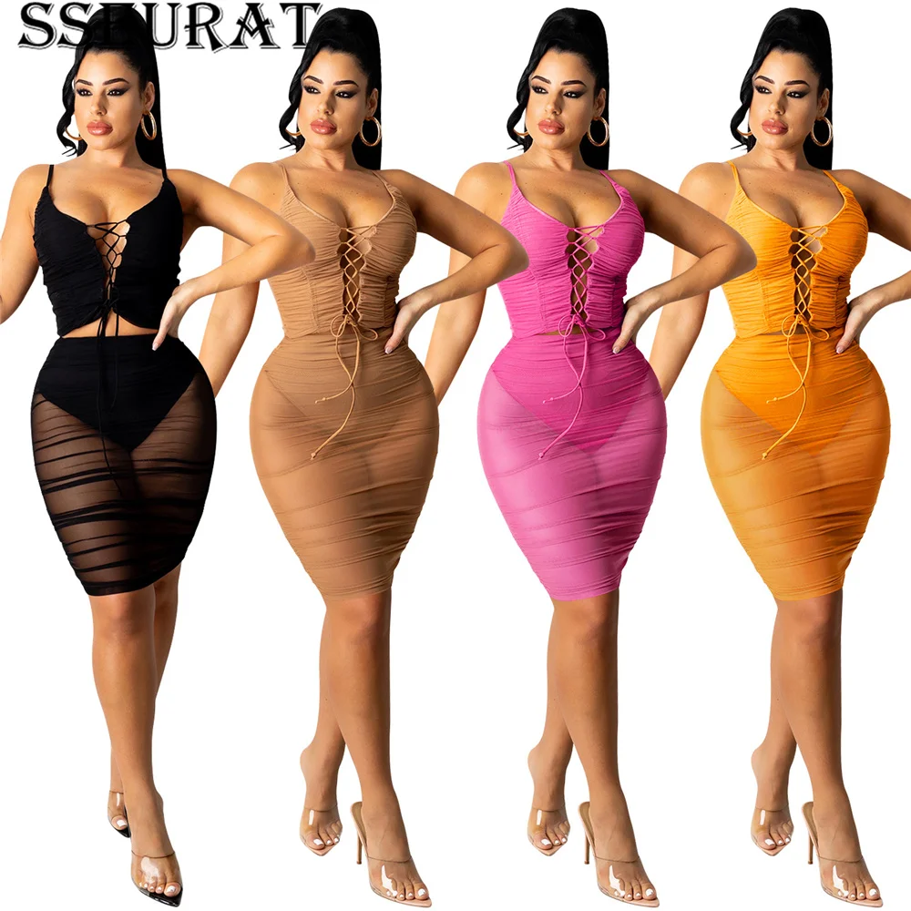SSEURAT Sexy Two Piece Set Mesh Sheer Crop Top Tight Mini Skirt Club Ruched Bodycon Dress Suits
SSEURAT Sexy Two Piece Set Mesh Sheer Crop Top Tight Mini Skirt Club Ruched Bodycon Dress Suits