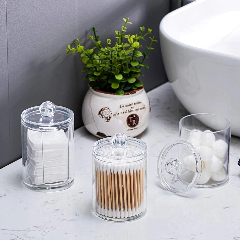 3Pcs Clear Cotton Ball and Swab Holder with Lid, Dispenser Storage Jars for Make Up Pads, Cosmetics, Bathroom
3Pcs Clear Cotton Ball and Swab Holder with Lid, Dispenser Storage Jars for Make Up Pads, Cosmetics, Bathroom
