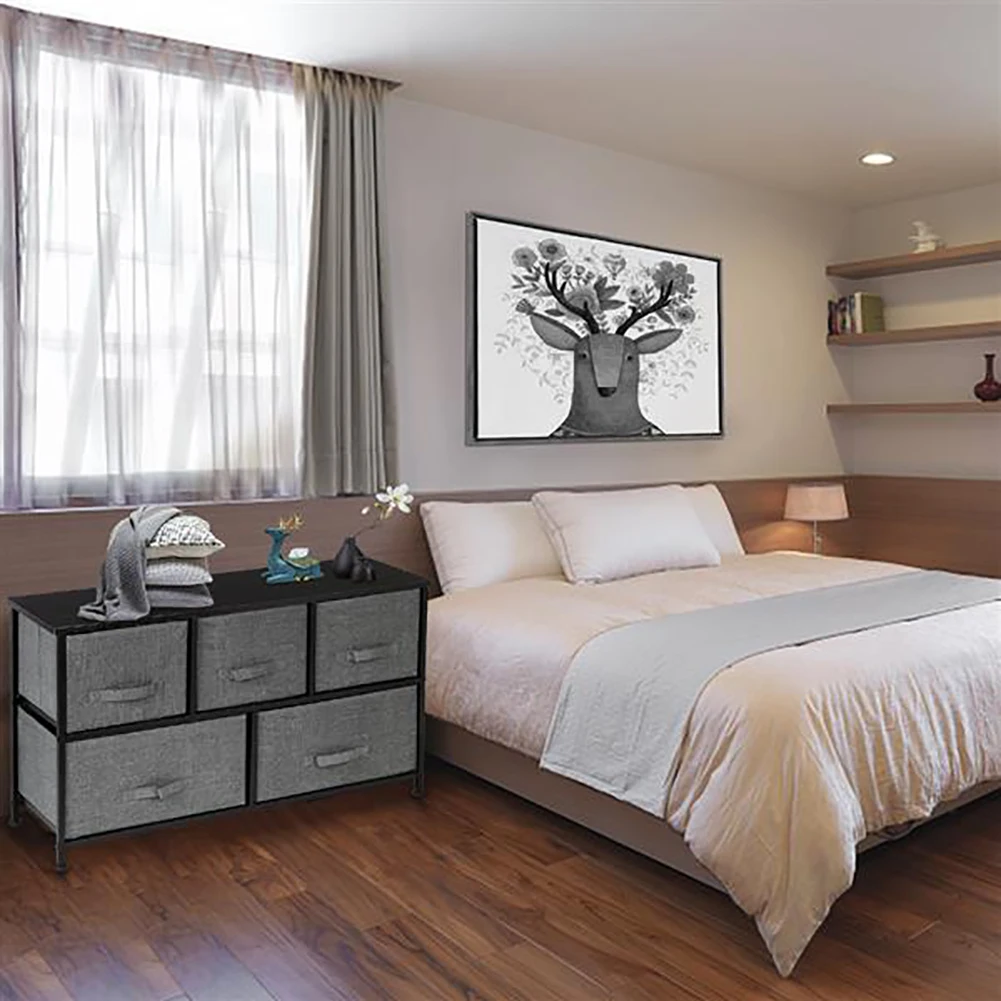 2/4-Tier Wide Closet Dresser, Nursery Dresser Tower With 5 Easy Pull Fabric Drawers And Metal Frame or Underwear Storage Box
2/4-Tier Wide Closet Dresser, Nursery Dresser Tower With 5 Easy Pull Fabric Drawers And Metal Frame or Underwear Storage Box