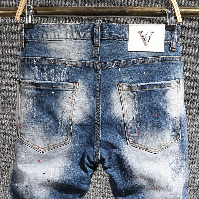 Fashion Streetwear Men Jeans Blue Elastic Slim Fit Hip Hop Ripped Denim Trousers High Quality Spliced Designer Biker Pants Homme
Fashion Streetwear Men Jeans Blue Elastic Slim Fit Hip Hop Ripped Denim Trousers High Quality Spliced Designer Biker Pants Homme