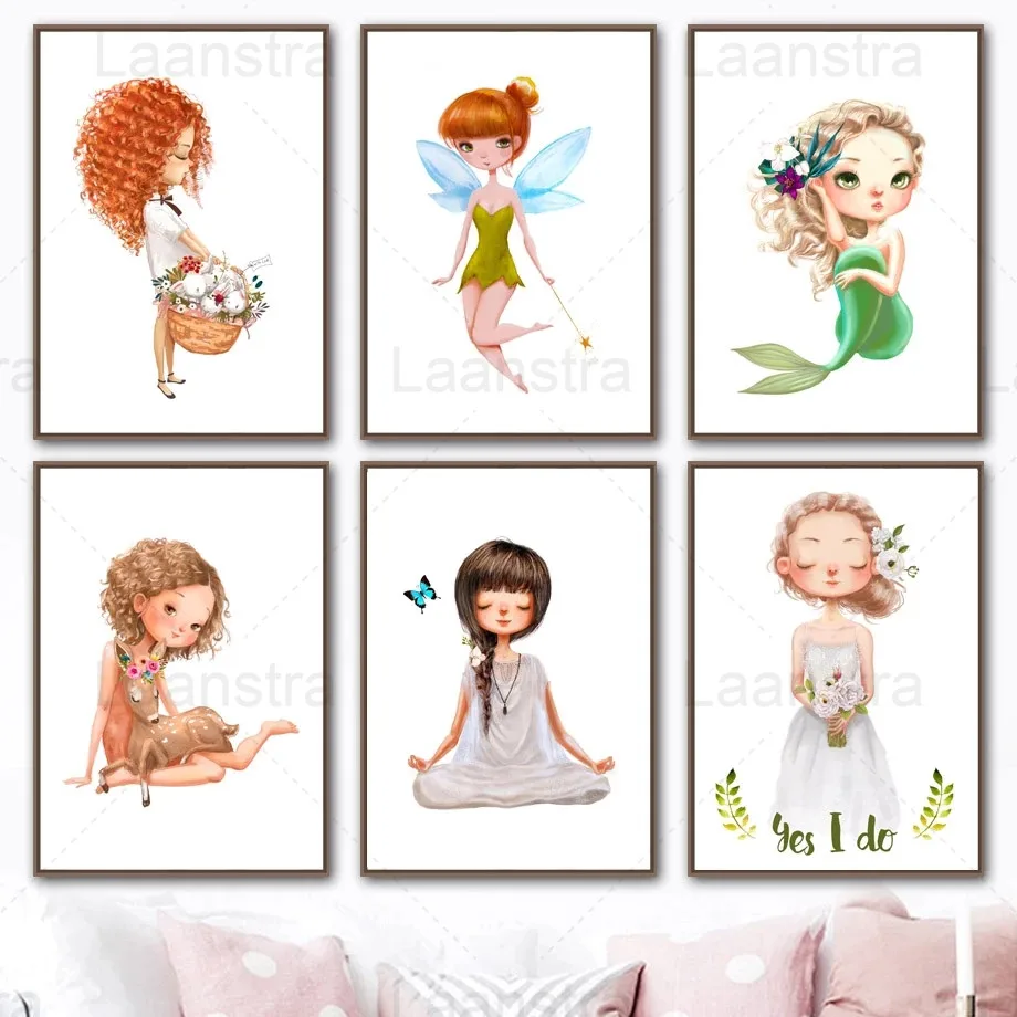 Cute Girl Rabbit Deer Elf Mermaid Flower Nordic Canvas Posters And Prints Wall Art Canvas Painting Wall Pictures For Kids Room
Cute Girl Rabbit Deer Elf Mermaid Flower Nordic Canvas Posters And Prints Wall Art Canvas Painting Wall Pictures For Kids Room