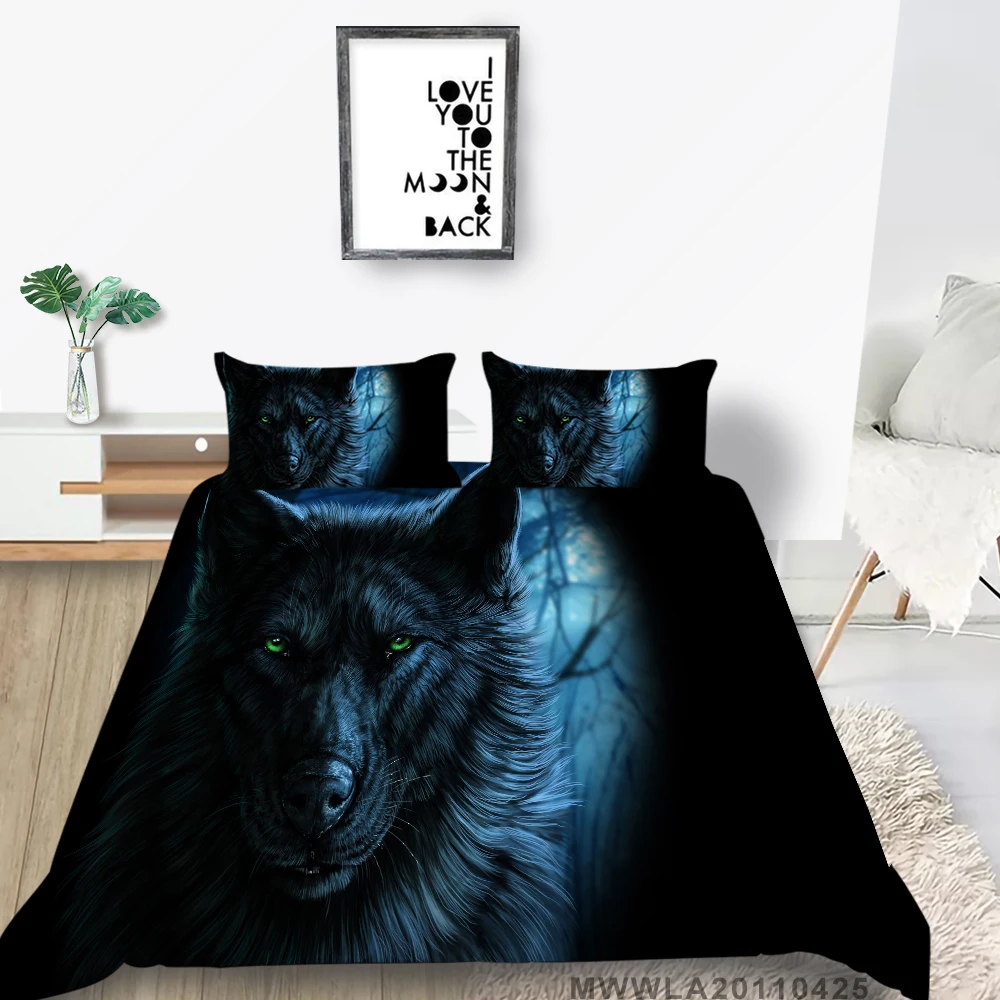 Black Wolf Bed Set Cartoon Mysterious Forest Duvet Cover Cool Queen Single Twin Full Double 3D Print Bedding Set King Size
Black Wolf Bed Set Cartoon Mysterious Forest Duvet Cover Cool Queen Single Twin Full Double 3D Print Bedding Set King Size