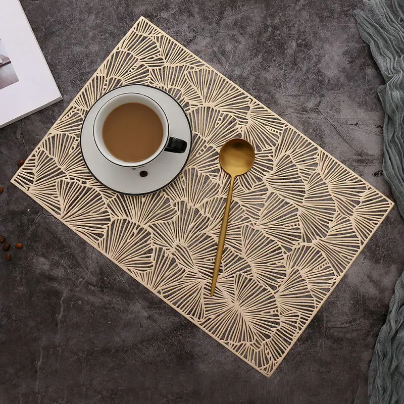 45x30cm PVC Golden Silver Table Mat Home Decoration Modern Insulation Rectangle Ginkgo Biloba Dish Placemat Kitchen Accessories
45x30cm PVC Golden Silver Table Mat Home Decoration Modern Insulation Rectangle Ginkgo Biloba Dish Placemat Kitchen Accessories