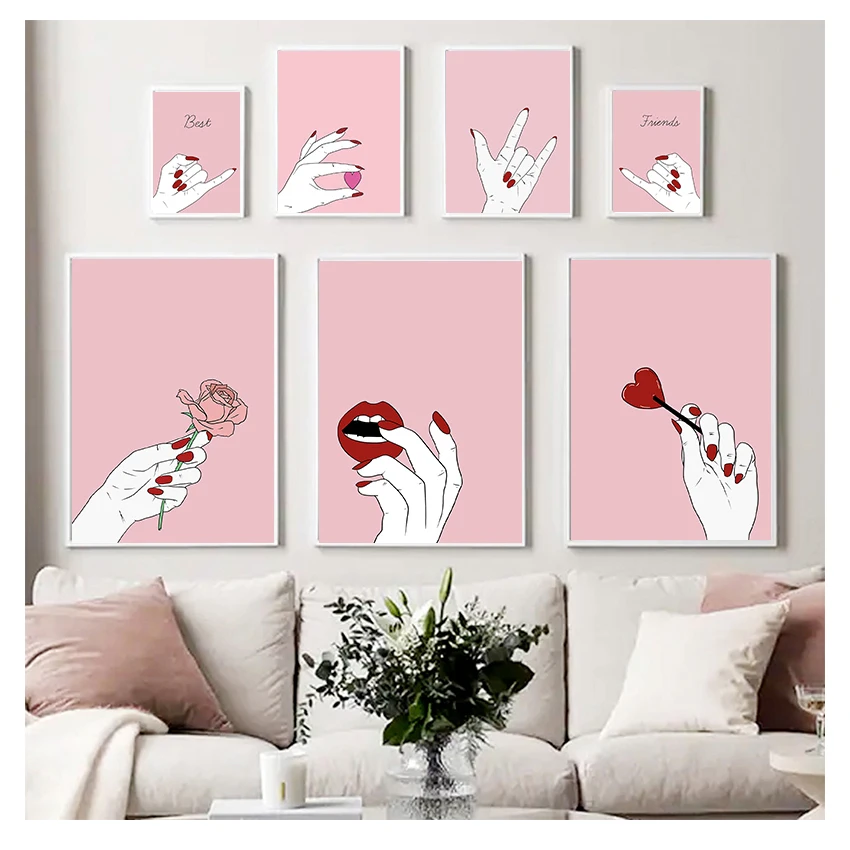 Posters And Prints Wall Art Canvas Painting Flower Wall Pictures For Living Room Home Decoration Red Lips Nails Girl Nordic Pink
Posters And Prints Wall Art Canvas Painting Flower Wall Pictures For Living Room Home Decoration Red Lips Nails Girl Nordic Pink