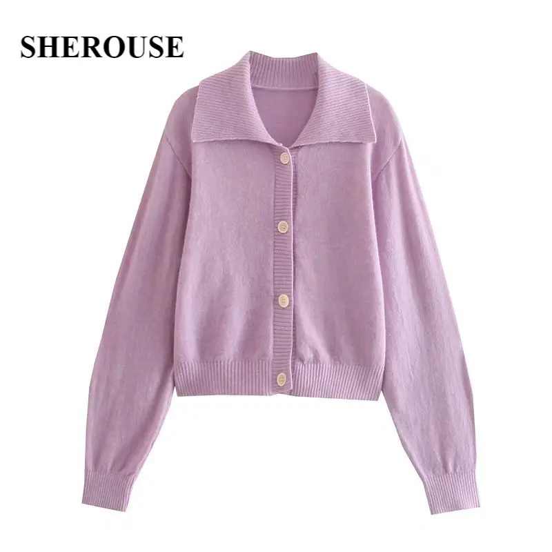 SHEROUSE Women Fashion Knitted Solid Single Breasted Cardigan Vintage Lapel Neck Long Sleeve Female Knit Sweater Chic Tops
SHEROUSE Women Fashion Knitted Solid Single Breasted Cardigan Vintage Lapel Neck Long Sleeve Female Knit Sweater Chic Tops