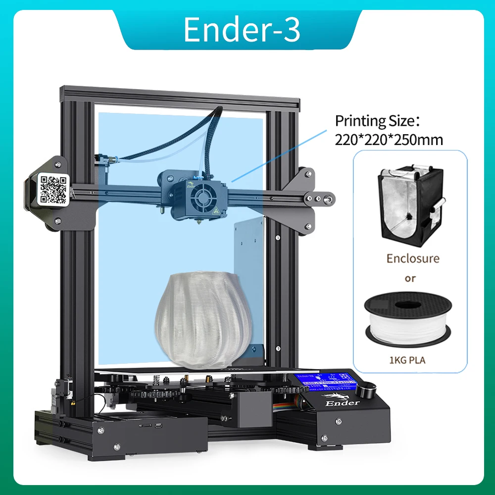 CREALITY Ender-3 3D Printer DIY Kit Magnetic Build Plate Resume 220*220*250mm Printing Size Power Off Printing KIT Power Supply
CREALITY Ender-3 3D Printer DIY Kit Magnetic Build Plate Resume 220*220*250mm Printing Size Power Off Printing KIT Power Supply