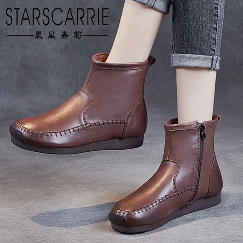 Leather retro small short boots women 2021 new first layer cowhide short boots flat bottom low tube riding boots niche trend
Leather retro small short boots women 2021 new first layer cowhide short boots flat bottom low tube riding boots niche trend