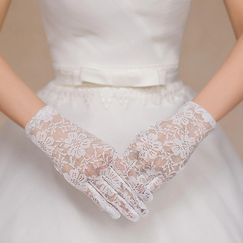 Дешевые горячая Распродажа кружевные перчатки свадебные аксессуары