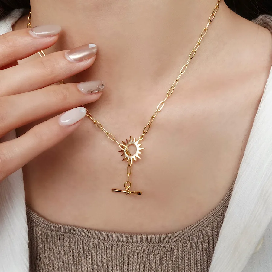 Gold Plated Stainless Steel OT Sun Stick Buckle Choker Necklace For Women Casual Sporty Rectangle Link Chain Necklace Gifts
Gold Plated Stainless Steel OT Sun Stick Buckle Choker Necklace For Women Casual Sporty Rectangle Link Chain Necklace Gifts