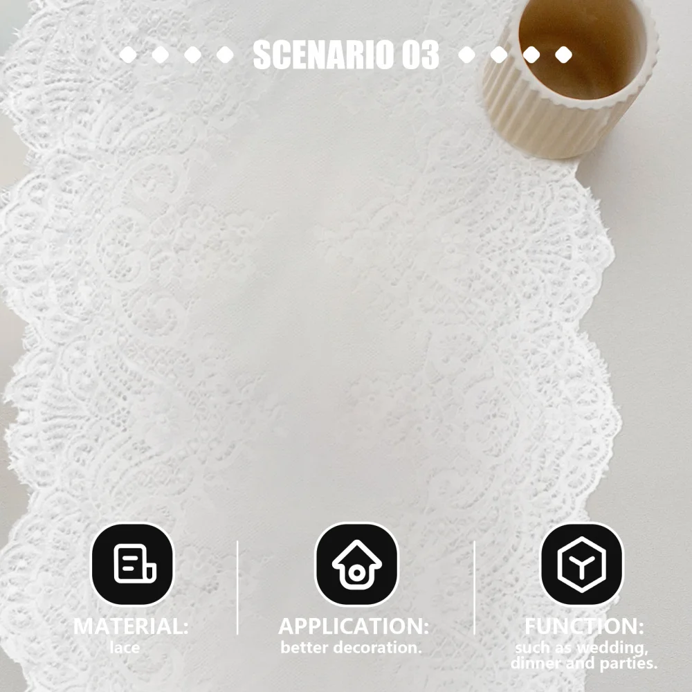 1pc Lace Tablecloth Embroidered Table Runner Dust-proof Table Runner White
1pc Lace Tablecloth Embroidered Table Runner Dust-proof Table Runner White