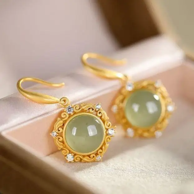 S925 Sterling Silver Natural Hetian Jade Gray Jade Earrings Simple European and American Style Elegant Zircon Embellishment Wome
S925 Sterling Silver Natural Hetian Jade Gray Jade Earrings Simple European and American Style Elegant Zircon Embellishment Wome