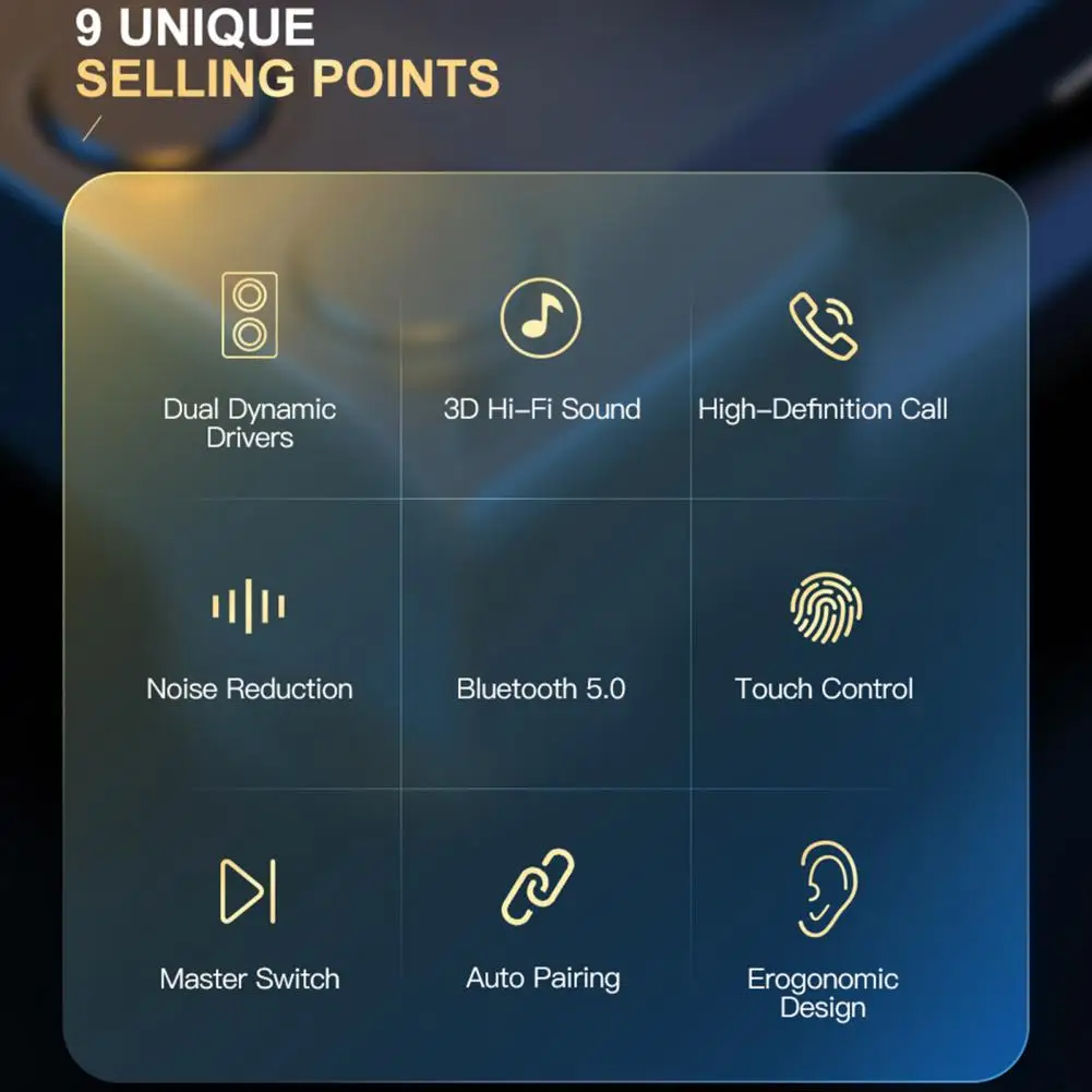 KLYP07 Bluetooth 5.0 Earphones Wireless Headphones Double Moving Coil 3D Stereo Music Earbuds Fingerprint Touch Gaming Headset
KLYP07 Bluetooth 5.0 Earphones Wireless Headphones Double Moving Coil 3D Stereo Music Earbuds Fingerprint Touch Gaming Headset