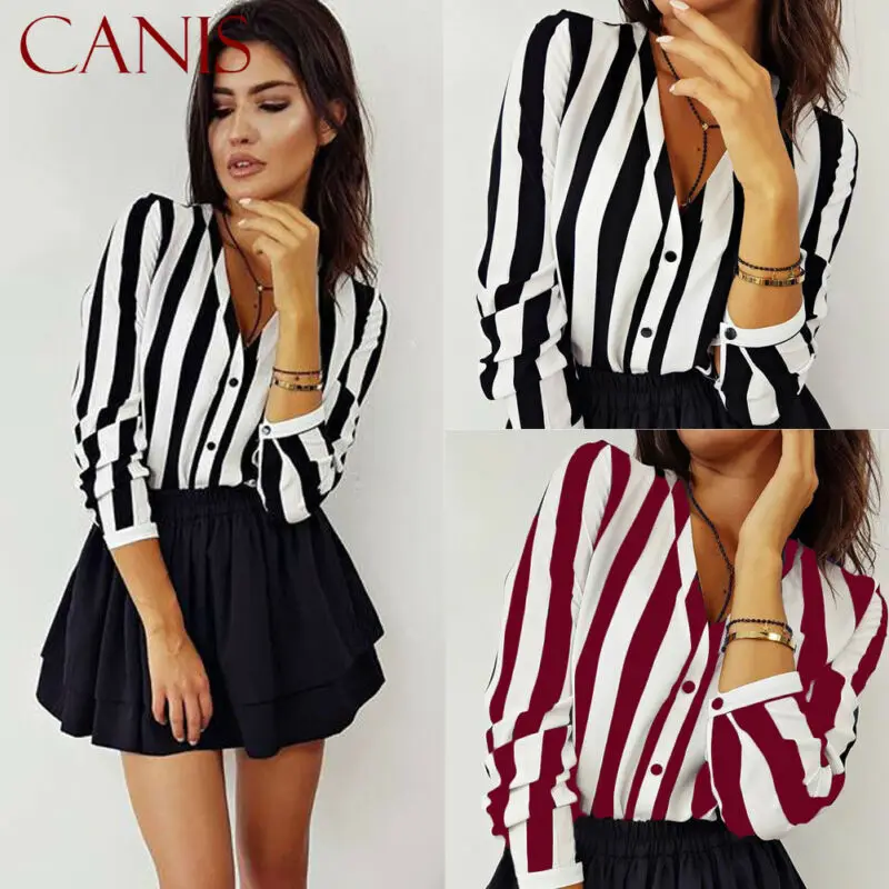 2019 New Arrival Women Long Sleeve V-neck Loose Top Shirt OL Ladies Plain Casual Button Blouse Shirts 
2019 New Arrival Women Long Sleeve V-neck Loose Top Shirt OL Ladies Plain Casual Button Blouse Shirts