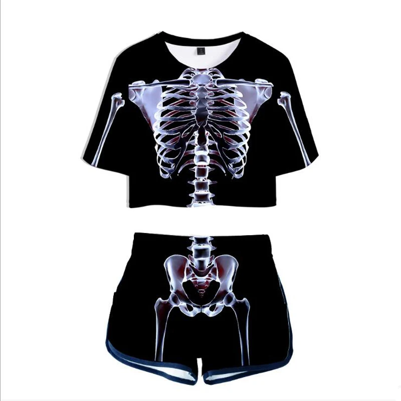 Women Two Piece Outfits Skeleton Skull 3D Print 2 Piece Set Crop Top and Shorts Tracksuit For Women Sets Halloween Costume
Women Two Piece Outfits Skeleton Skull 3D Print 2 Piece Set Crop Top and Shorts Tracksuit For Women Sets Halloween Costume