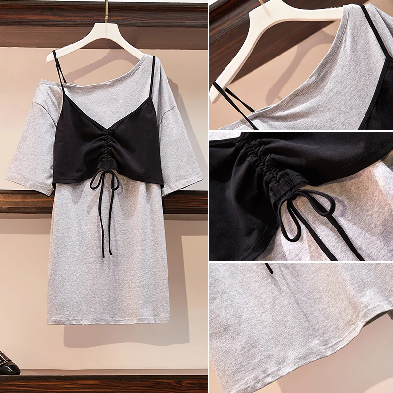4XL Plus Size Women Off the Shoulder Cotton T-shirt Dress Summer 2021 Short Sleeve Patchwork Fake Two Piece Loose Casual Dresss
4XL Plus Size Women Off the Shoulder Cotton T-shirt Dress Summer 2021 Short Sleeve Patchwork Fake Two Piece Loose Casual Dresss