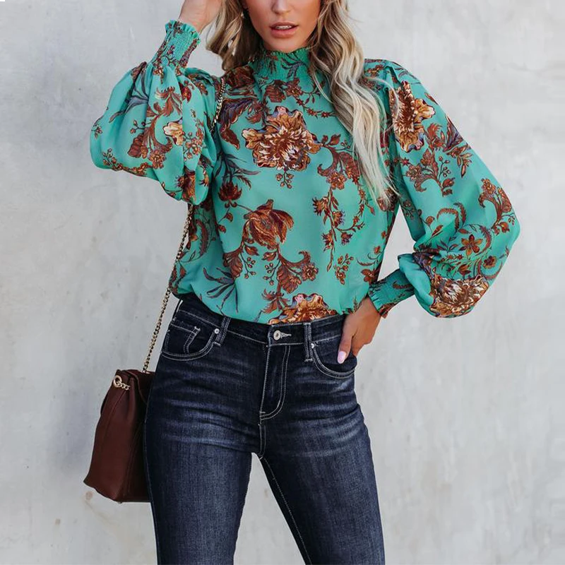 Женская блузка с высоким воротником и цветочным принтом, зеленая Повседневная офисная блузка с длинным рукавом-фонариком, элегантные топы, ...
Женская блузка с высоким воротником и цветочным принтом, зеленая Повседневная офисная блузка с длинным рукавом-фонариком, элегантные топы, ...