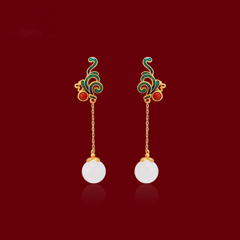 BLACK ANGEL New Retro Palace Handmade Enamel Painting Khotan Jade Long Tassel Drop Earrings for Women Vintage China Wind Jewelry
BLACK ANGEL New Retro Palace Handmade Enamel Painting Khotan Jade Long Tassel Drop Earrings for Women Vintage China Wind Jewelry